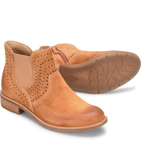 Sofft Barina Boots Suede Leather Perforated Ankle Booties Honey Size 6.5 NEW - Picture 1 of 7
